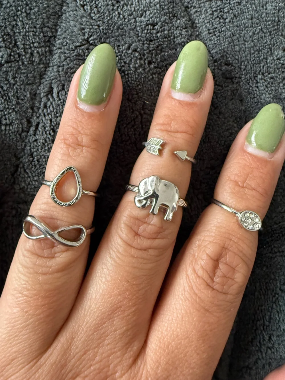 Silver Tone Stackable Ring Set - Picture 2 of 10